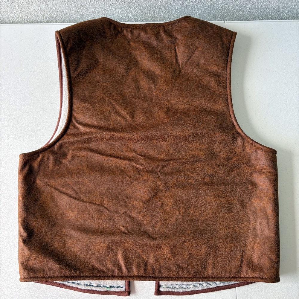 Flying‎ Tomato Embroidered Vest Women Small Faux Leather Western Cabincore Boho - Picture 3 of 15